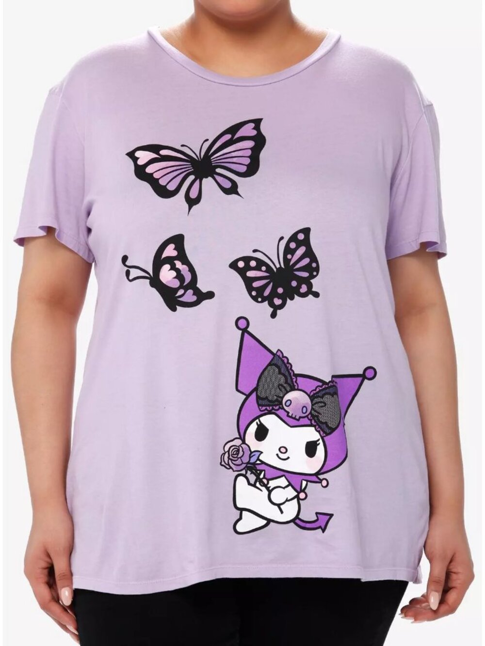 Hot Topic Sanrio Kuromi Lavender Butterfly Boyfriend Fit T-Shirt Plus Size 4/4X